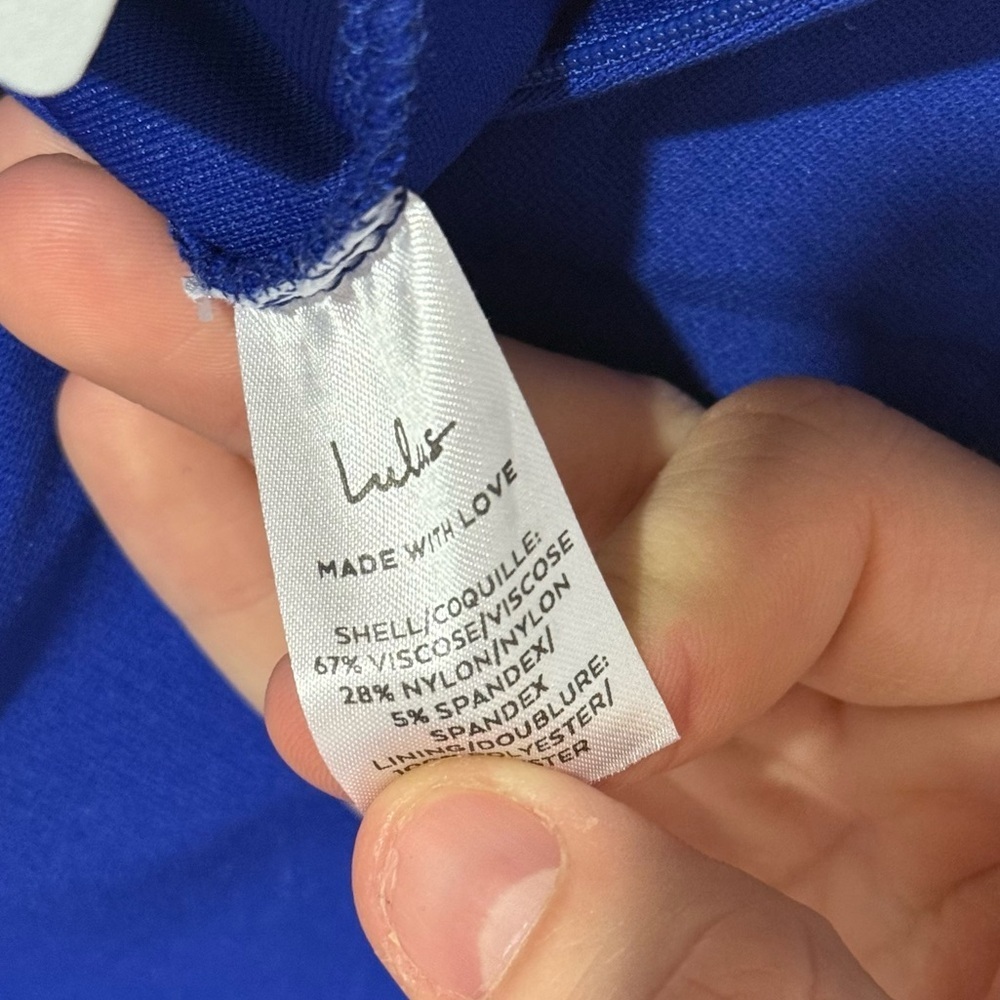 Lulus Royal Blue Midi Sheath Dress Size Large NWT Lined Crepe Chest Sleeveless - Picture 9 of 10